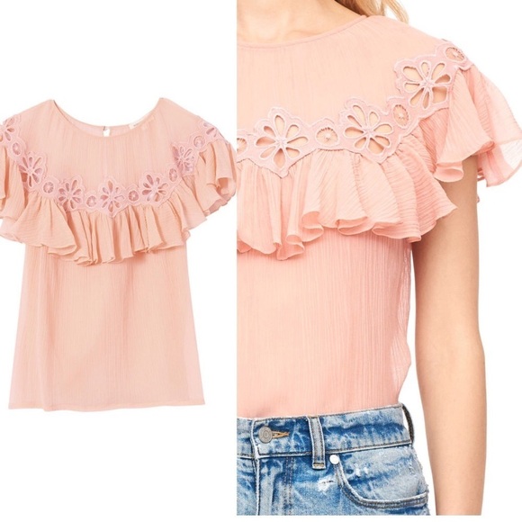 NWT Rebecca Taylor pinwheel eyelet ruffle top - Picture 5 of 6